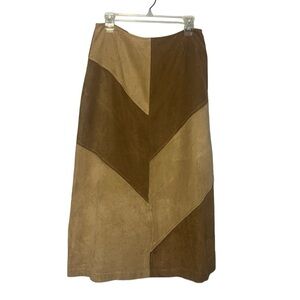 Norton Studio Patchwork Suede Looking A-line Skirt Womens Size 10